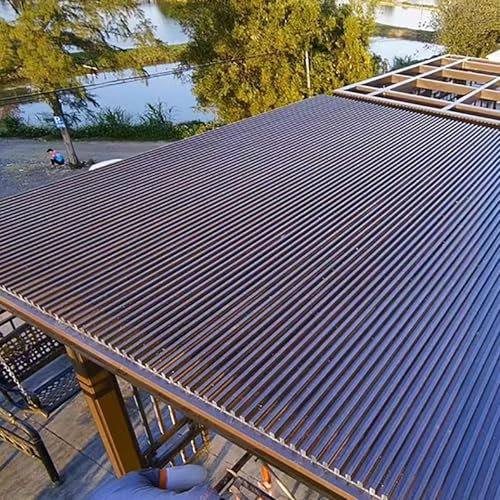 Elitix Roof Corrugated Tiles Board 1 2 3 4 5 6 Ft, Chicken Coop Roofing Panel for Greenhouse Mobile Homes, Aluminum Patio Roof for Over A Deck Wall Mounted(Brown,6PC_L 6FT(183CM))
