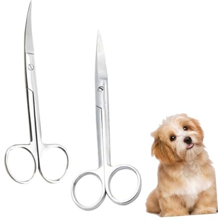 NOLITOY 2pezzi Forbici Per Toelettatura Animali in Acciaio Inossidabile Punta Dritta e Flessibile Per Del Degli Animali Domestici Per in