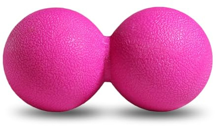 GOGO Peanut Massage Ball for Myofascial Release, Hot Pink Double Lacrosse Fascia Balls for Back Feet Trigger Point Therapy, Deep Tissue