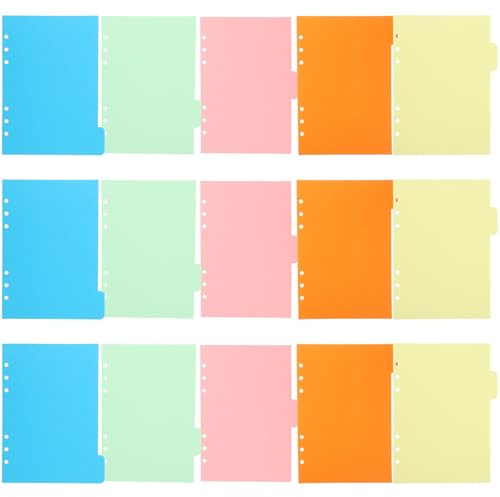 Healvian Divisori Per Quaderni A5 Cartacei Linguette Colorate, Set Da 15 Schede Indice Per Raccoglitori Ad Anelli, Per Uso Scolastico e Ufficio, Compatibili Diario e Blocco Note