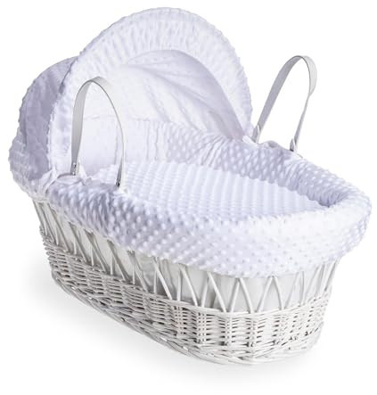 Clair de Lune Dimple White Wicker Moses Basket - 68 x 30 cm (White)