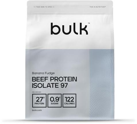 Bulk Beef Protein Isolate 97, Protein Shake, Banana Fudge, 1 kg, 33 Servings, Packaging May Vary