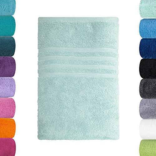 Lavea Badetuch 100x150cm - großes Badehandtuch zum einkuscheln, abtrocknen und als Strandhandtuch - 1x in Eisgrün - 100% GOTS zertifizierte Bio-Baumwolle - Badetücher aus unserer Premium Serie Bali