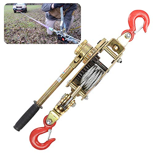 Polipasto Manual de Tracción Cabrestante, Multifunción Trinquete Cabestrante Manual de Palanca con 1.3/1.5m Cables y 2 Gancho, Diseño Anti-Retroceso, Tracción: 2/3/4 Tonelada
