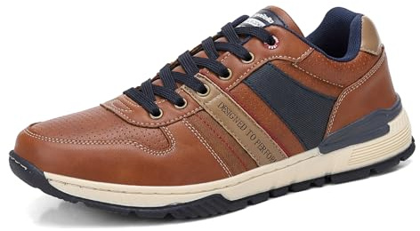 ARRIGO BELLO Mens Casual Shoes Trainer Walking Breathable Fashion Sneakers Lightweight Shoe Size 7-11UK (A_Brown, 8)