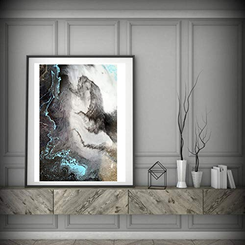 Wandkunst Nordische Malerei Kunst Dekor Leinwanddruck Schwarz Weiß Abstrakte Poster Wandbilder für Wohnzimmer Schlafzimmer 60x80cm Kein Rahmen