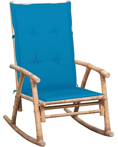 vidaXL Schaukelstuhl mit Auflage Schaukelsessel Gartenmöbel Terrasse Sessel Stuhl Relaxstuhl Gartenstuhl Schwingsessel Innen Außen Bambus