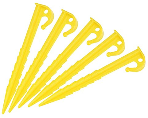 sourcing map Tienda Estacas Plástico 14cm/5.5 Pulgadas Esmeriladas Clavijas Dentadas Bordes con Gancho para Exterior Playa Campamento Toldo Lona, Amarillo Paquete de 8