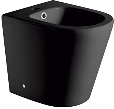 Bidet a Suelo de Baño Moderno Negro Mate - Bidé Cerámico Negro Mate a Juego con inodoro Redondo -Sin tapa y Fácil Limpieza (Bidet)
