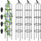4 Pack 6 ft Garden Obelisk Trellis for Climbing Plants Outdoor Rustproof Rose Trellis for Pots Tall Tower Plant Trellis Metal Garden Trellis for Outdoor Indoor Vines Flower Plants Support (Black)