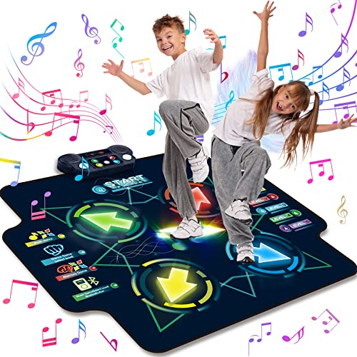 Tanzmatte Kinder Spielzeug Geschenke für Mädchen Jungen, Musikmatte mit Herausforderung Modi LED Anzeige Integrierter Musik Tanzpad Geburtstagsgeschenke, Spielzeug für Mädchen 3 4 5 6 7 8 9 10+