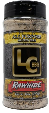 LC BBQ Rawhide All Purpose Seasoning & Competition BBQ Rub – 14oz Shaker | Professional Pitmaster Blend | Bold Salt, Pepper, Garlic, & Savory Umami Rub for Beef, Pork, Chicken, and Vegetables