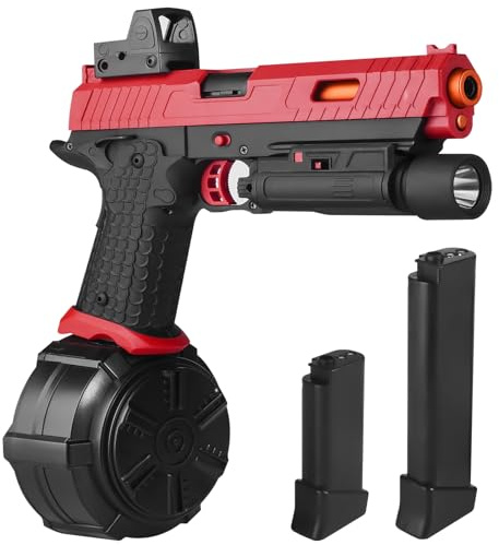 Giocattolo elettrico in gel Blaster X5, completamente automatico, include tamburo e occhiali di protezione per giochi all'aperto, JM-X2 versione aggiornata per età 14+, rosso