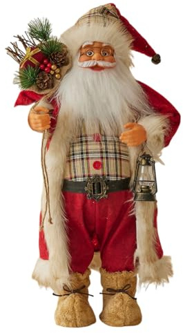 JAWSEU Figura de Papá Noel de pie de 60 cm Figura de Papá Noel Decorativa Realista Figura Tradicional de Papá Noel Adorno para la Mesa de Navidad