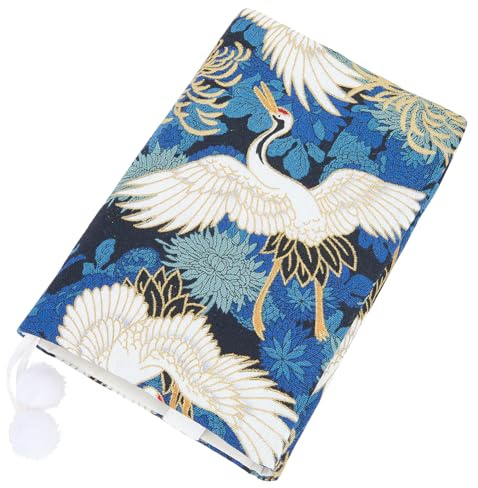 CRASPIRE Cranes Book Protector Breeze Flower Bokomslag i blått tyg justerbart bokskydd retro mjukt tyg bokomslag för böcker A6 böcker