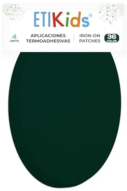 4 Dark Green Iron-On Fabric Repair Patches – Knee & Elbow Patches for Clothes, Trousers, Jackets, Sweaters & Shirts, 16 x 10 cm