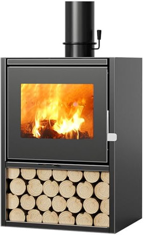 Wood Stove,Cast Iron Log Wood Burner,Fireplace, Wood Burning Cooking Stove With Flue Exit,10KW/15KW Multi Fuel Stove,for Warming And Heating(Size:24x19.5x34inch)
