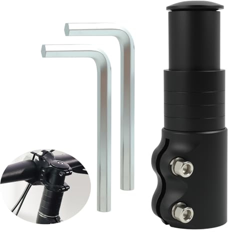 Riybyds Adaptateur de Potence de Vélo pour Augmentation de Hauteur, Rehausseur de Guidon en Alliage d'Aluminium, Compatible avec VTT et Vélos de Route, 28.6mm, 70mm, Inclut 2 Clés Allen, Noir
