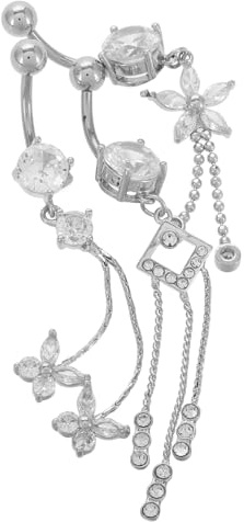 SUPVOX Lot de 3 Piercings Nombril Longs en Acier Inoxydable Pendentifs et Fleurs, Design Élégant, Confortable à Porter pour Fêtes et Vacances