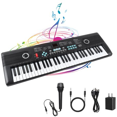 61 Keys Keyboard Piano, Electronic Digital Piano with Built-in Speaker Microphone, Portable Keyboard Gift Teaching for Beginners, Electric Piano for Kids, Birthday Gift for Children