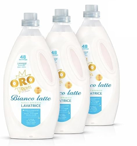 ORO Bianco Latte Detersivo Liquido Lavatrice – 48 Lavaggi – Fragranza Delicata Effetto Crema – Ideale per Bianchi e Colorati – Pulizia Profonda e Morbidezza Confezione da 3 o 6 Flaconi (3)