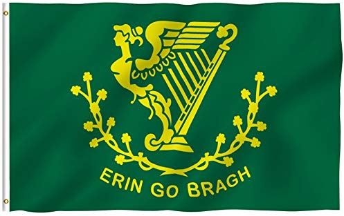 ANLEY Fly Breeze 3x5 Foot Erin Go Bragh Flag - Vivid Color and UV Fade Resistant - Canvas Header and Double Stitched - Ireland Forever Flags Polyester with Brass Grommets 3 X 5 Ft