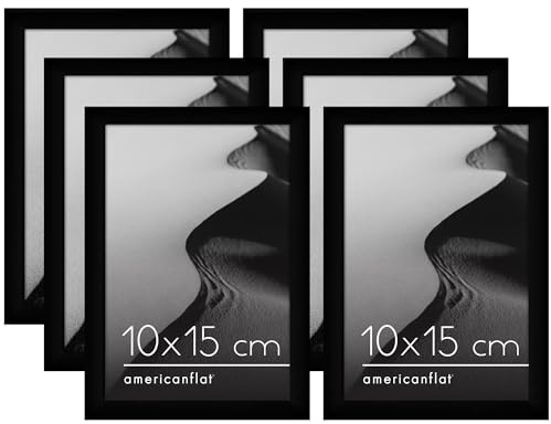 Americanflat 6x4 Photo Frames in Black - Set of 6 - Gallery Wall Picture Frame Set with Shatter-resistant Glass - Horizontal and Vertical Formats for Wall and Tabletop