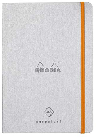 Rhodia 117181C Perpetual Kalender (DIN A5, 14,8 x 21 cm, 64 Blatt, 90 g, elegant und praktisch) silber