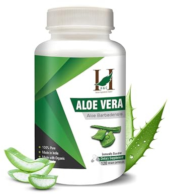 H&C Aloe Vera Capsules - 900mg per Serving, 120 Vegan Capsules | for All Wellness and Rejuvenation