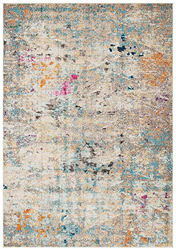 Safavieh Alfombra Boho Sala de Estar, Comedor, Dormitorio - Madison Collection, Pelo Corto, Gris y Oro, 91 X 152 cm