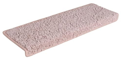 vidaXL Alfombras de Peldaños de Escalera 15 uds, Alfombrilla Antideslizante, Protector de Escalera, Alfombra Adhesiva, Tela Blanco y Rosa 65x21x4 cm
