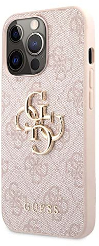 GUESS GUHCP13X4GMGPI Coque pour iPhone 13 Pro Max 6,7 Rose 4G Logo Big Metal