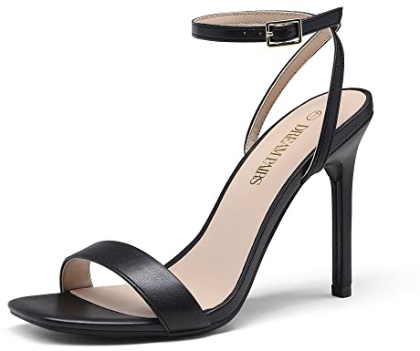 DREAM PAIRS Black Heels Women?s High Stilettos Sexy Open Toe Dress Shoes Ankle Strappy Wedding Party Club Dance Pumps Sandals Size 8 US SDHS2214W