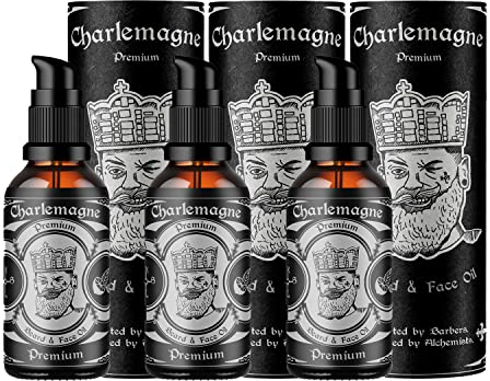 Charlemagne Bartöl 3er Set - 3 x 30ml, Vegan, Bartöl Limette Minze Duft - Natürliches Bartpflege Set für Herren - Bart Set - Beard Oil, Made in Germany