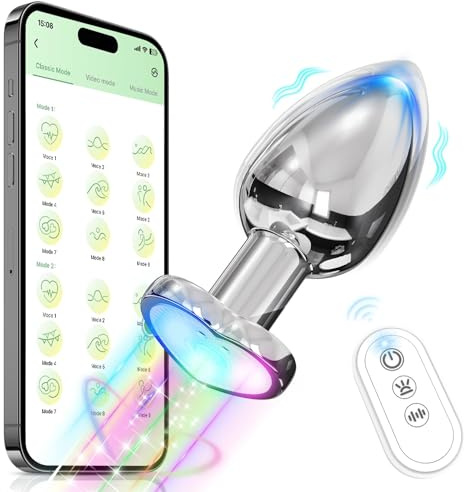 Anal Vibrator Anal Toys, Anal Plug Con 9 Modalità Di Vibrazione Base A Forma Di Cuore Stimolazione Prostata Uomo Buttplug, Anal Vibratori Colorati Sex Toy Anal Plug Per Donne E Uomini (Piccolo)