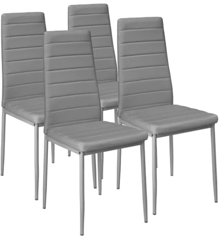 LEADZM Esszimmerstühle 4er Set mit hoher Rückenlehne wasserdicht für Esszimmer & Küche Küchenstühle Esszimmerstuhl Stühle 120kg (Grau, 4er Set)