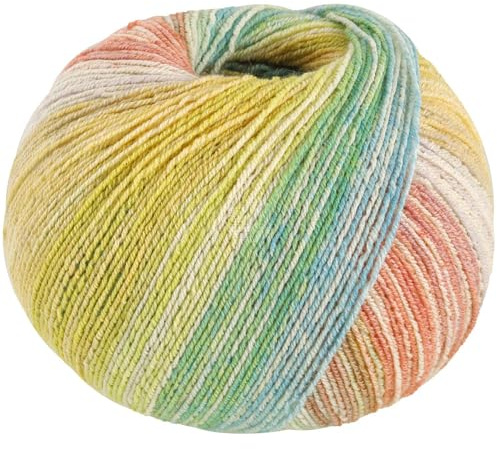 LANA GROSSA MW100 Cotton Bamboo Positano | 4-fädiger Baumwoll Klassiker | Handstrickgarn aus 40% Baumwolle, 25% Schurwolle, 20% Viskose (Bambus), 8% Polyamid & 7% Polyester | 420m & 100g Garn FB2561