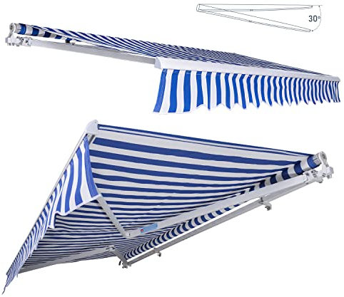 Outdoor Retractable Awning with Extendable Arms Aluminum Frame and Sun Resistant Waterproof Canopy Gray 300x250cm