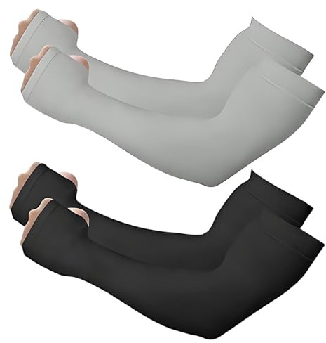 IHLOOTD 2 Paar Ärmlinge Arm Sleeve Armstulpen für Damen Herren, Ärmel ​mit UV Sonnenschutz, Tattoo Abdeckung, Kühlende Armabdeckung, Kompression Armschoner für Volleyball Basketball Fußball Golf (B)