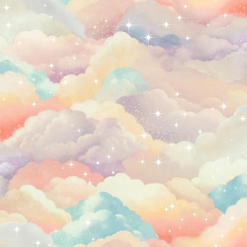 Holden Storybook Dreamland Cloud Theme Wallpaper for Kids Bedroom, Nurseries, Playrooms Stars and Glitter Effect Multi 14130