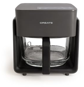CREATE/AIR FRYER STUDIO CRYSTAL/Freidora sin aceite 4.2 L sin vaporizador de agua negro/Capacidad 5-6 raciones, 6 programas, bandeja de cristal, control de tiempo y tempertura, 1300W