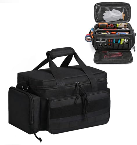 Borsa Porta Attrezzi 36,7 Cm Per Professionisti Con Ampio Scomparto Principale, Tasche Interne Ed Esterne, Fondo PU Antiscivolo, Nylon, Organizzatore Per Elettricisti E Falegnami
