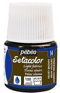 Pebeo Setacolor Flacon de peinture pour tissu 45 ml | Gamme de couleurs pour tissus clairs | Marron velours