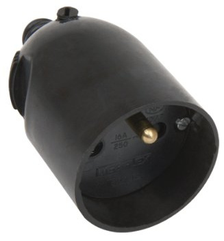 Connecteur electrique | Adaptateur prise | Prise Plate | Raccord electrique | Fiche electrique | Fiche Femelle 2P+T 16A Avec EClipse Sortie Droite A Coiffe Noir Vrac | Debflex | 713390