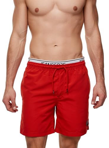 Indicode Herren Solomon Badehose mit 3 Taschen und Tunnelzug | Badeshorts für Männer Goji Berry, M