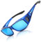 LVIOE Unisex Polarisiert Überzieh-Sonnenbrille, Fit Over Brille für Brillenträger UVA UVB Schutz (Transparent Blau/Blau)