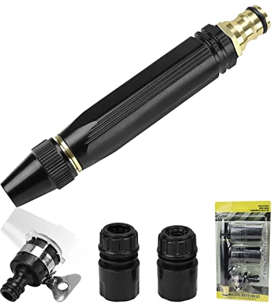 Metallo Pistola Idropulitrice, HASLED Spruzzatore Acqua con 3 interfacce, 360° Regolazione Della Rotazione Lancia Irrigatore, Multifunzionale Pistola Acqua per Irrigazione Giardino e Pulizia dell'auto