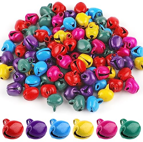 Glöckchen, 100 Stück Glöckchen Zum Basteln, Kleine Glocken Aus Eisen Mit Öse, Bunt Metallglöckchen, Glöckchen Schellen Für Handwerk, Schmuck, Festival Dekoration, Haustier Glocken(12 mm)