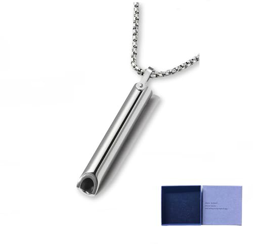 Andningshalsband, ångestlindrande föremål för mindfulness, meditation, yoga, sluta vaping, sömnhjälp, slappna av, djupa andetag, skift fokus, rökfria inhalatorer (Silver)