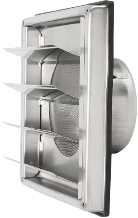 Rejilla de ventilación de acero inoxidable 304, rejilla de ventilación con válvula antirretorno, láminas y protección contra insectos, salida cuadrada 100, 125, 150 mm, tapa de ventilación de acero